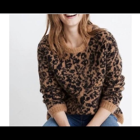 Madewell crewneck pullover sweater in leopard - Picture 1 of 4